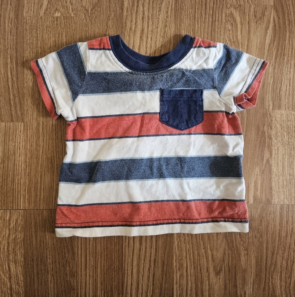 Carter's Red and Blue Striped Tee with Pocket